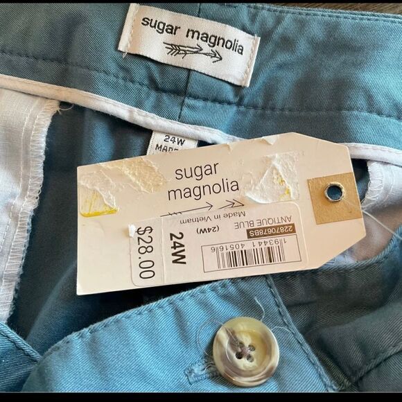 SUGAR MAGNOLIA 24W Plus Basic Solid Shorts -Antique Blue - Picture 2 of 4